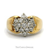 1cttw Diamond Star Cluster Ring with Polished Sides in 14k Yellow Gold - Thumbnail 1