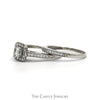 1.25cttw Emerald Cut Diamond Bridal Set with Diamond Halo and Accented Sides in 14k White Gold - Thumbnail 3