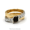 Smokey Quartz And Diamond Ring .30CTTW In Crossover Design 14KT White And Yellow Gold - Thumbnail 1