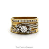 Diamond Wedding Set .50CTTW With .25CT Round Brilliant Cut Center With Channel-Set Diamond Bands In Swirl Design 10KT White And Yellow Gold - Thumbnail 1