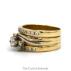 Diamond Wedding Set .50CTTW With .25CT Round Brilliant Cut Center With Channel-Set Diamond Bands In Swirl Design 10KT White And Yellow Gold - Thumbnail 3