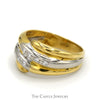 Vintage 18K Gold Wide Diamond Band with White Gold Overlay - Thumbnail 3