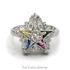 Ladies Eastern Star Ring with White Sapphires in 10K White Gold - Thumbnail 1