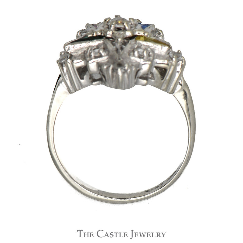 Ladies Eastern Star Ring with White Sapphires in 10K White Gold