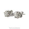 .85cttw Round Diamond Stud Earrings With Butterfly Pushbacks in 10k White Gold - Thumbnail 2