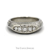 5 Round Diamond Etched Antique Band in 14k White Gold - Thumbnail 1