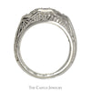 5 Round Diamond Etched Antique Band in 14k White Gold - Thumbnail 2