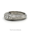 5 Round Diamond Etched Antique Band in 14k White Gold - Thumbnail 3