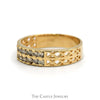 Two Row Diamond Wedding Band .36CTTW With Open Weave 14KT Yellow Gold - Thumbnail 3