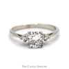 Cushion Cut Diamond Engagement Ring with Diamond Accents in 18k White Gold - Thumbnail 1