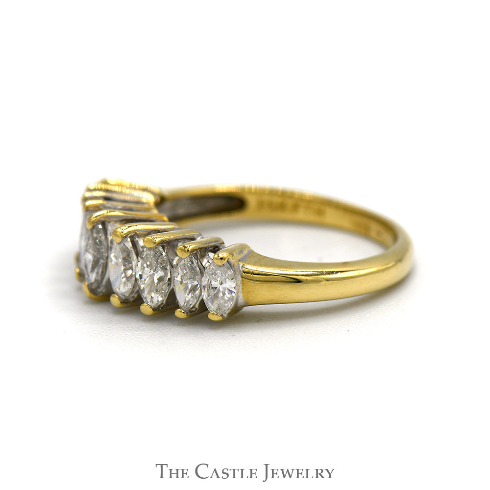 1cttw 9 Marquise Cut Diamond Band in 14k Yellow Gold