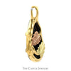 Pear Cut Black Onyx Two Tone Leaf Designed Pendant in 10k Yellow and Rose Gold - Thumbnail 2
