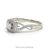 Princess Cut Diamond Engagement Ring with Diamond Halo and Diamond Accented Twisted Sides in 10k White Gold - Thumbnail 3