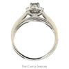 Round Diamond Bridal Set with Diamond Halo and Matching Soldered Curved Diamond Band in 14k White Gold - Thumbnail 2
