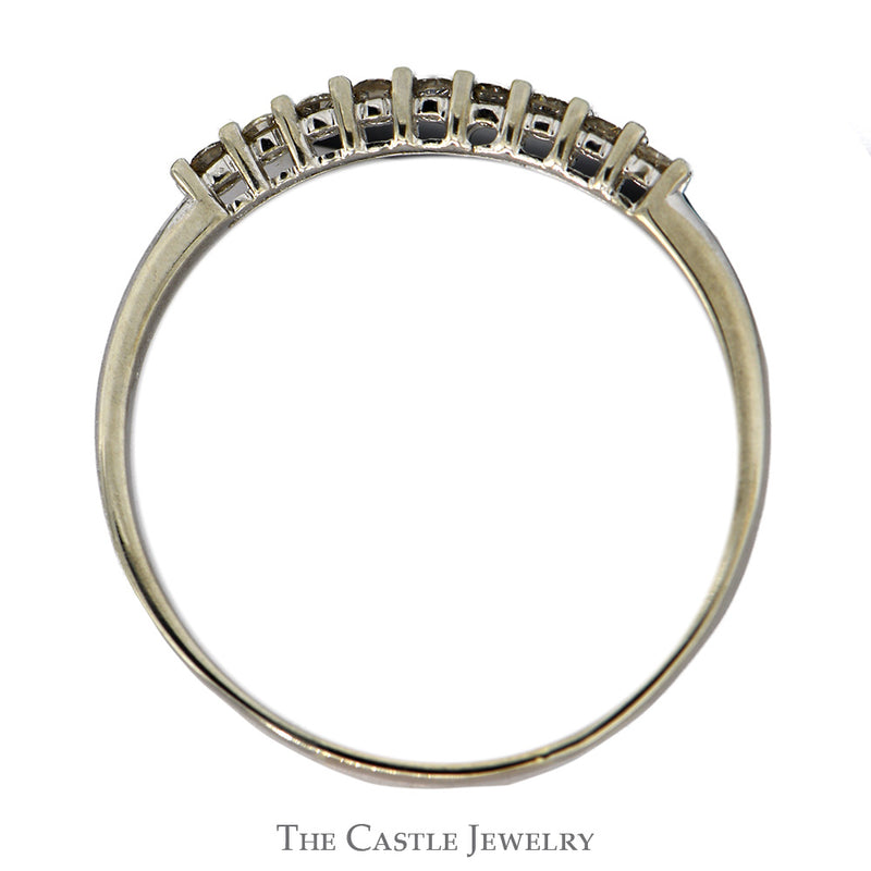 1/4cttw 9 Round Diamond Wedding Band in 10k White Gold Prong Set Mounting