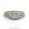Invisiset Princess Cut Diamond Cluster Engagement Ring with Diamond Halo & Accents in 10k White Gold Split Shank - Thumbnail 1