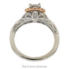 1/2cttw Round Diamond Engagement Ring with Diamond Halo and Diamond Accented Sides in 14k Rose & White Gold - Thumbnail 2