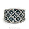 Le Vian Designer Concaved Blue Diamond Cluster Ring with White Diamond Accents in 14k White Gold - Thumbnail 1