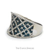 Le Vian Designer Concaved Blue Diamond Cluster Ring with White Diamond Accents in 14k White Gold - Thumbnail 4