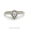 Pear Cut Diamond Engagement Ring with Diamond Halo and Accented Sides in 14k White Gold - Thumbnail 1