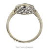 Antique Style Sapphire & Diamond Cluster Open Shield Ring in 14k White Gold - Thumbnail 2