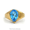 Pear Cut Blue Topaz Ring with Tapered Band in 10k Yellow Gold - Thumbnail 1