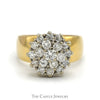 1cttw Round Diamond Cluster Ring with Wide Polished Band in 14k Yellow Gold - Thumbnail 1