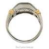 5 Nick Set 1/2cttw Diamond Men's Ring with Yellow Gold Bar Accents in 14k White Gold - Thumbnail 2
