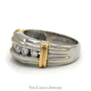 5 Nick Set 1/2cttw Diamond Men's Ring with Yellow Gold Bar Accents in 14k White Gold - Thumbnail 3