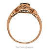 Cocoa Diamond Cluster Ring with White Diamond Accented Interweaving 10k Rose Gold Setting - Thumbnail 2