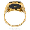 Men's Black Onyx Ring with Ornate "D" Overlay in 10k Yellow Gold - Thumbnail 2