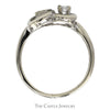 Open Heart Diamond Accented Cross Ring in 14k White Gold - Thumbnail 2