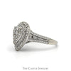 Pear Shaped 1cttw Diamond Cluster Engagement Ring with Double Diamond Halo & Accented Sides in 10k White Gold - Thumbnail 3