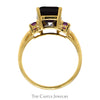 Emerald Cut Rhodolite Garnet Ring with Accented Sides in 10k Yellow Gold - Thumbnail 2