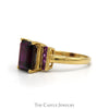 Emerald Cut Rhodolite Garnet Ring with Accented Sides in 10k Yellow Gold - Thumbnail 3
