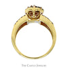 7 Round Champaign Diamond Cluster Ring with Diamond Accented Sides in 10k Yellow Gold - Thumbnail 2
