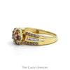 7 Round Champaign Diamond Cluster Ring with Diamond Accented Sides in 10k Yellow Gold - Thumbnail 3