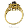 Oval Cabochon Tanzanite Ring with Round Tanzanite and Illusion Set Diamond Halo in 10k Yellow Gold - Thumbnail 2