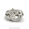 Antique Leaf Style 1/3cttw Old European Cut Diamond Cluster Ring in 14k White Gold - Thumbnail 1