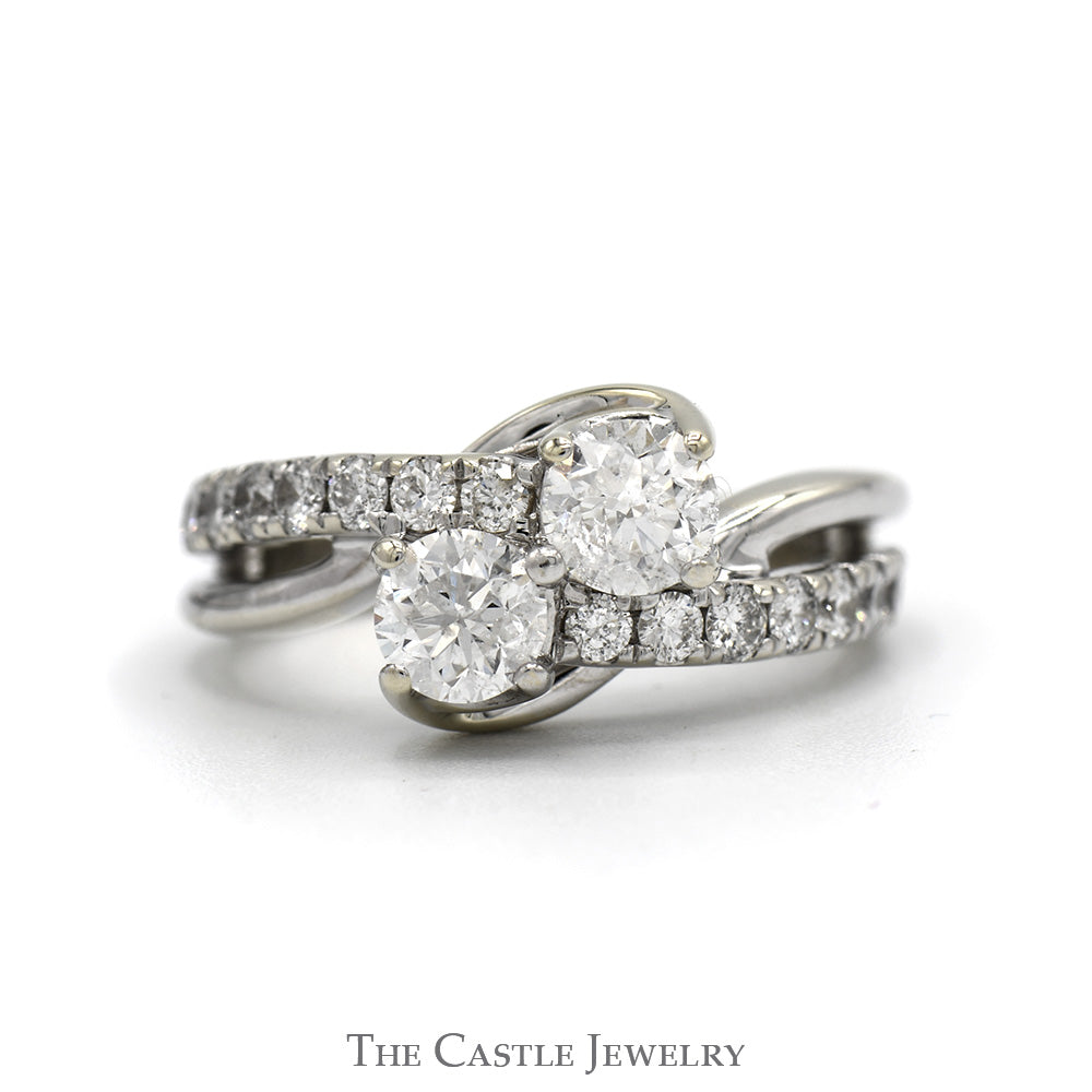 2cttw Ever Us Double Diamond Bypass Designer Ring with Accented Sides in 14k White Gold