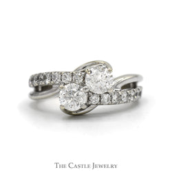 2cttw Ever Us Double Diamond Bypass Designer Ring with Accented Sides in 14k White Gold