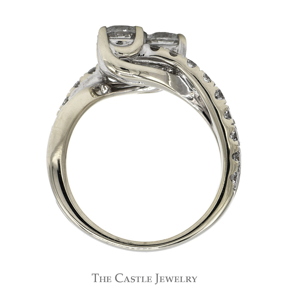 2cttw Ever Us Double Diamond Bypass Designer Ring with Accented Sides in 14k White Gold