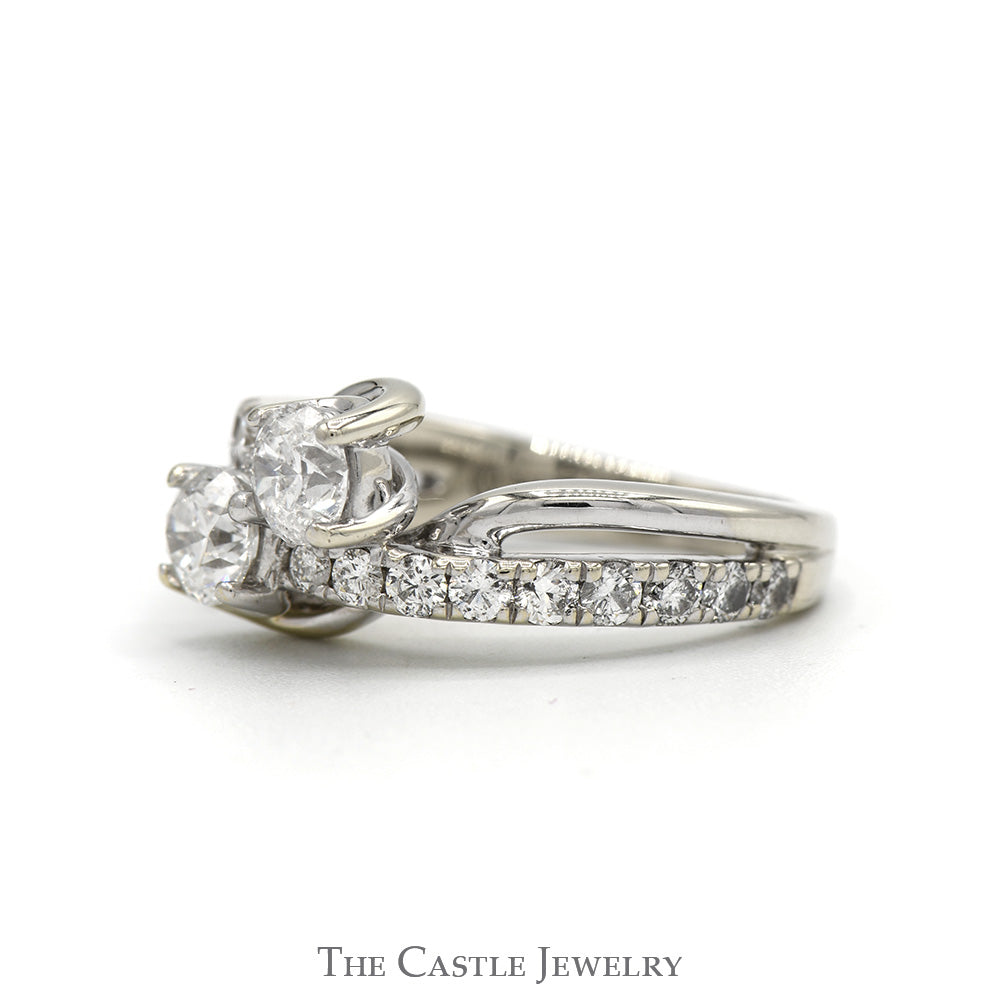 2cttw Ever Us Double Diamond Bypass Designer Ring with Accented Sides in 14k White Gold