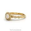 3/4cttw Round Diamond Solitaire Engagement Ring with Diamond Halo and Accented Sides in 14k Yellow Gold - Thumbnail 3