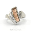 Two Toned Geometric Wave Ring with Diamond Accents in 14k White & Rose Gold - Thumbnail 1