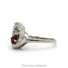 Vintage Style Round Ruby Ring with 1/4cttw Diamond Accented Spokes in 14k White Gold - Thumbnail 3