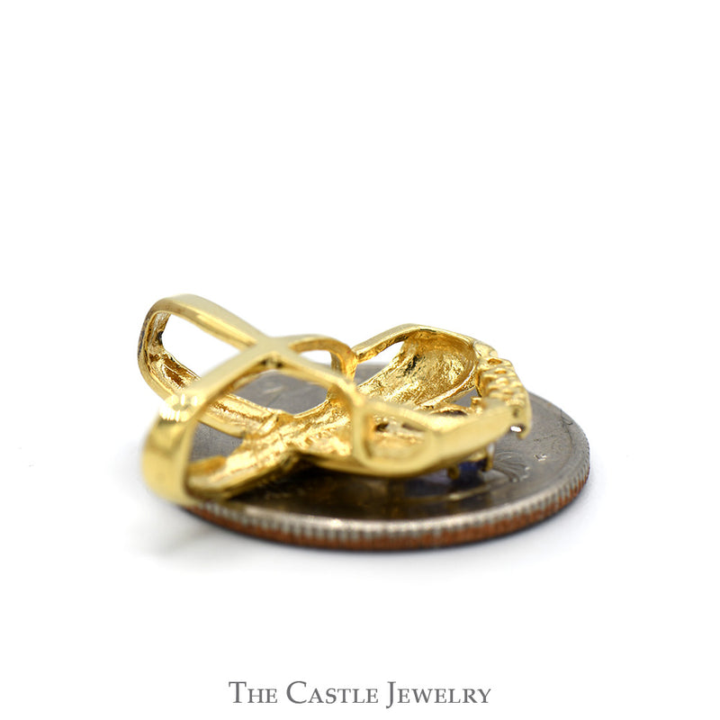 Trillion Cut Tanzanite Slide Pendant with Diamond Accented "X" Design in 14k Yellow Gold