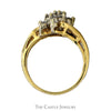 1/2cttw Flower Shaped Diamond Cluster Ring with Split Shank Sides in 14k Yellow Gold - Thumbnail 2