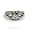 Round Diamond Cluster Ring with Split Shank Sides in 18k White Gold - Thumbnail 1