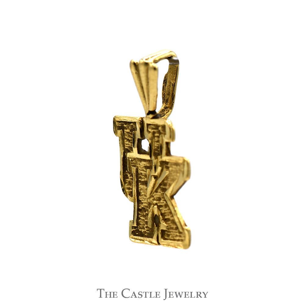 "UK" Logo Pendant with Diamond Cut Detail in 14k Yellow Gold